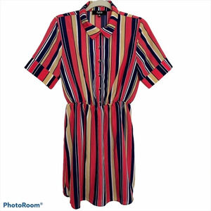Women’s multicolor striped short sleeve dress M